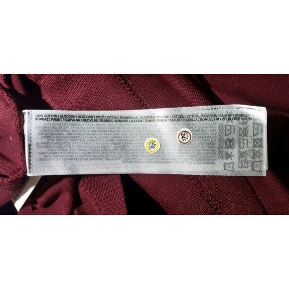 MNG Size 8 Maroon Center Drape Twist Front 100% Cotton Midi Dress - Picture 10 of 11